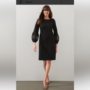 Chico short dress chic sleeve ponte solid black